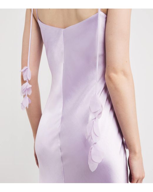 Self-Portrait Women's Purple Satin Floral Maxi Dress