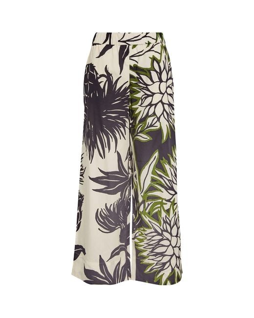 MAX&Co. White Printed Wide-leg Trousers