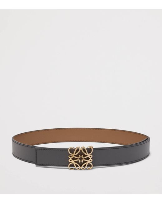 Loewe Brown Leather Reversible Anagram Bombé Belt