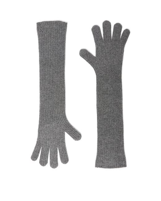 Weekend by Maxmara Gray Cashmere Logo Gloves