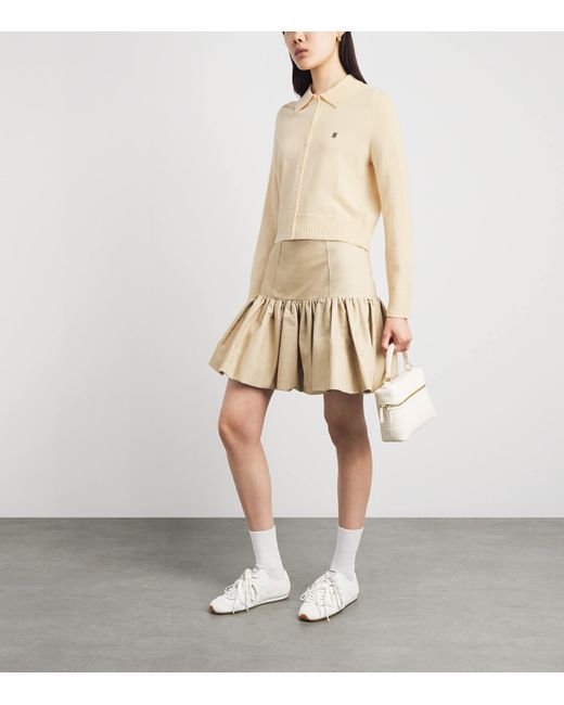 Sandro White Wool-Cashmere Polo Cardigan
