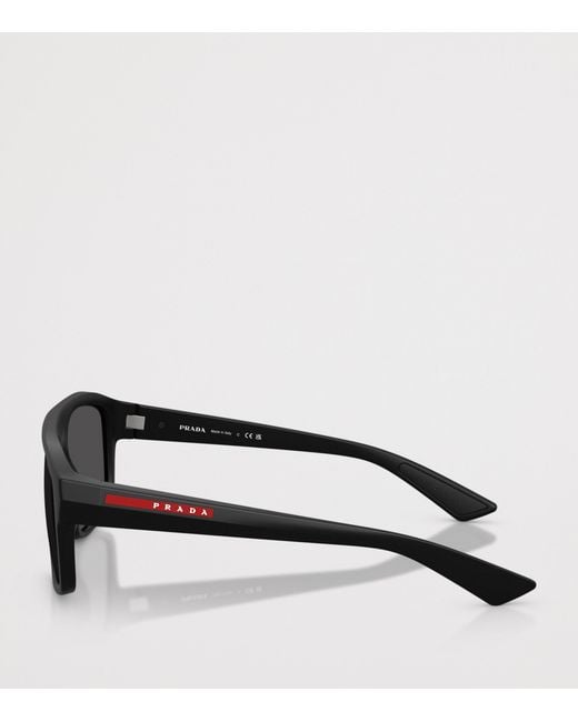 Prada Linea Rossa Black Irregular Sunglasses for men