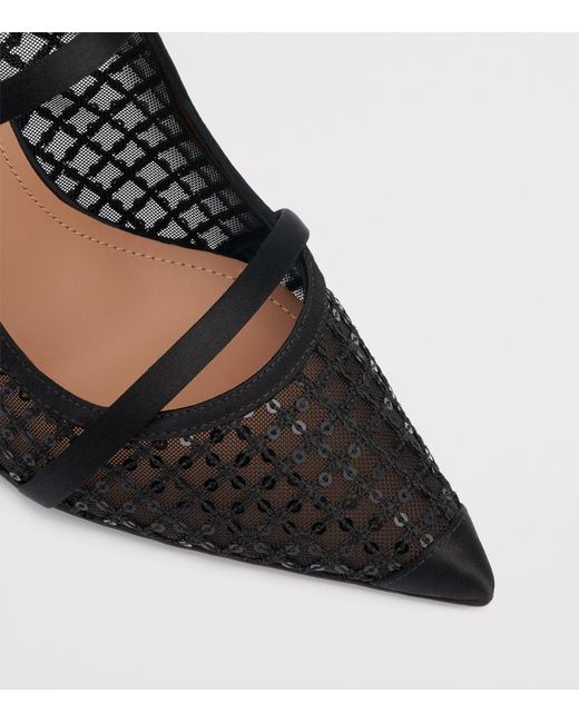 Malone Souliers Black Sequin Mesh Maureen Heeled Mules 100