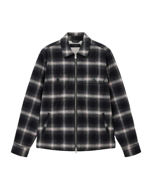 AllSaints Black Organic Cotton Check Bayo Jacket for men