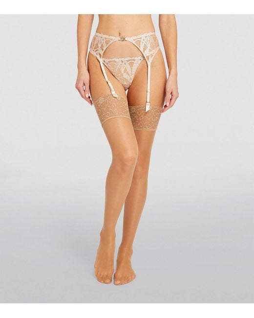 Falke Brown Lace-Trim Seidenglatt 15 Stockings