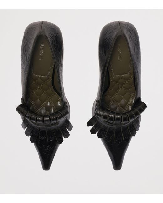 Burberry Black Leather Cameo Fringe Pumps 90