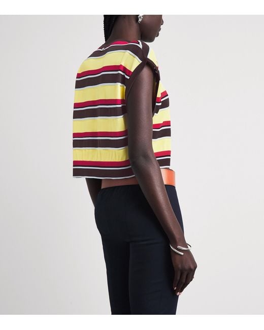 Rabanne Multicolor Stripe Cut-Out Crop Top