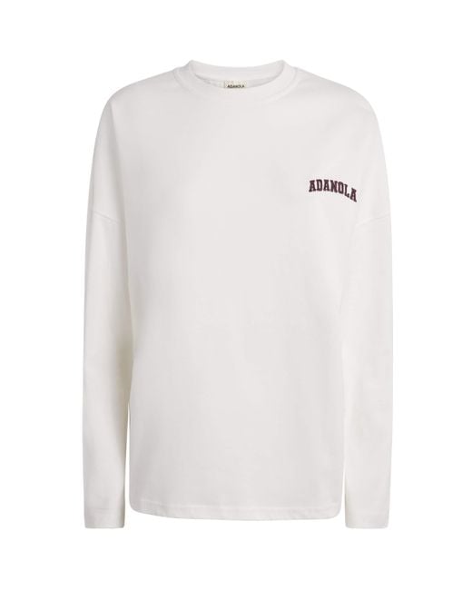 ADANOLA White Long-Sleeve Varsity T-Shirt