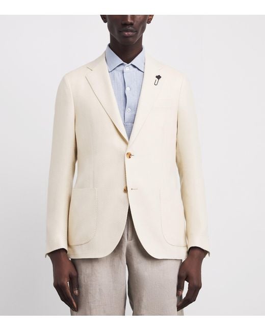 Lardini Natural Wool-Cotton Patch Pocket Blazer for men