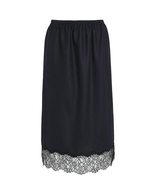 Carven Black Lace-Trim Midi Skirt