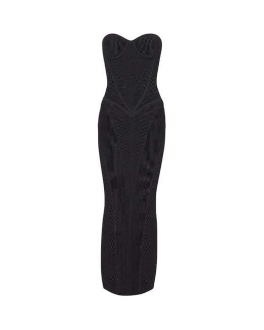 Balmain Black Knitted Strapless Maxi Dress