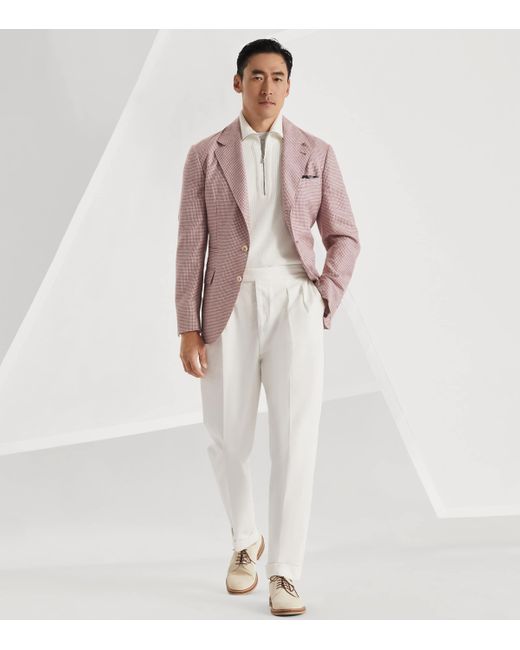 Brunello Cucinelli Pink Wool-Linen-Silk Blazer