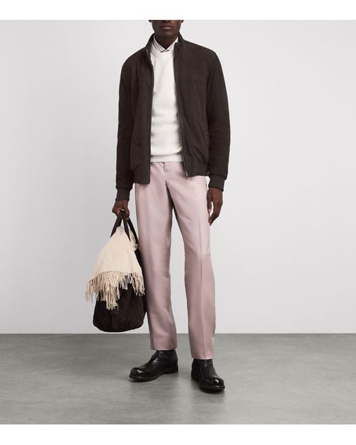 Herno Black Suede Bomber Jacket for men