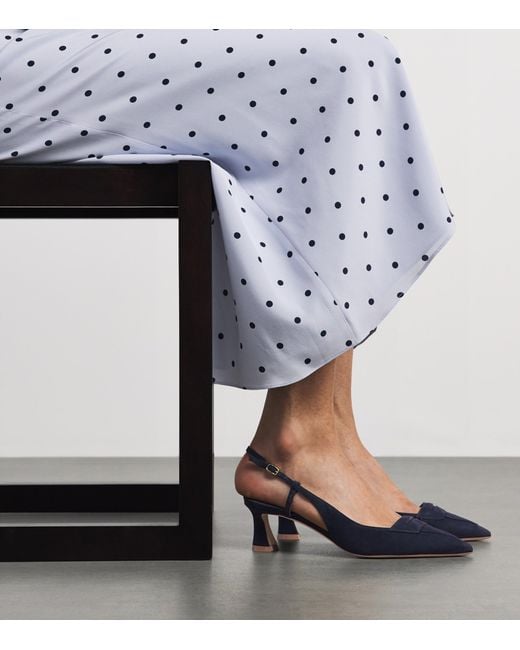 Malone Souliers Blue X Harrods Suede Suze Slingback Pumps 45