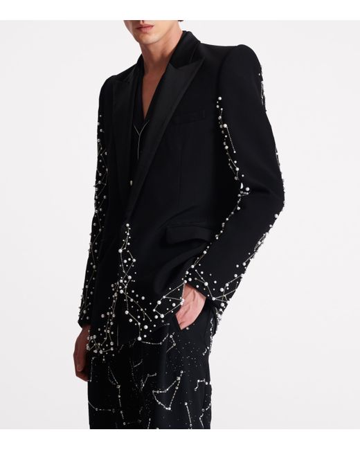 Balmain Black Embroidered Single-Breasted Blazer for men