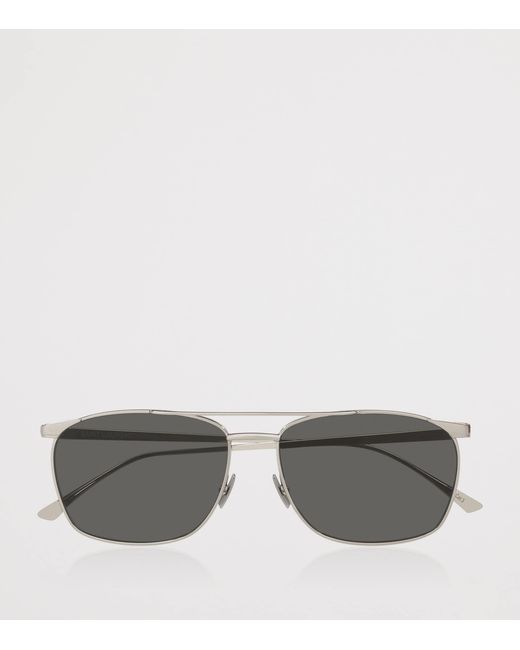 Saint Laurent Gray Metal Pilot Sunglasses for men