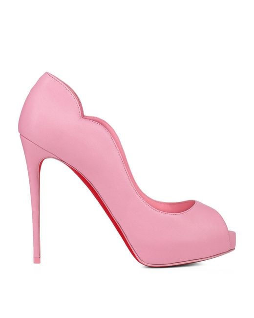 Christian Louboutin Pink Hot Chick Alta Leather Peep Toe Pumps 120