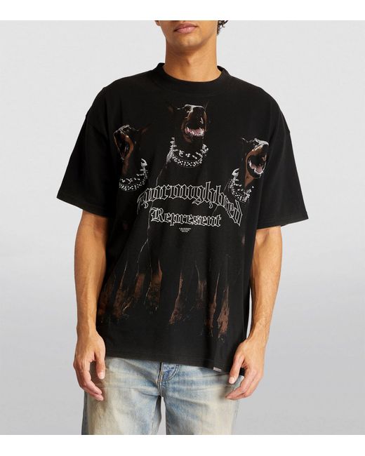 Represent Black Cotton Thoroughbred T-shirt for men