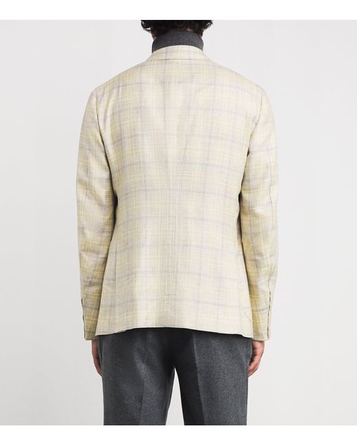 Isaia White Wool-Silk-Linen Capri Blazer for men