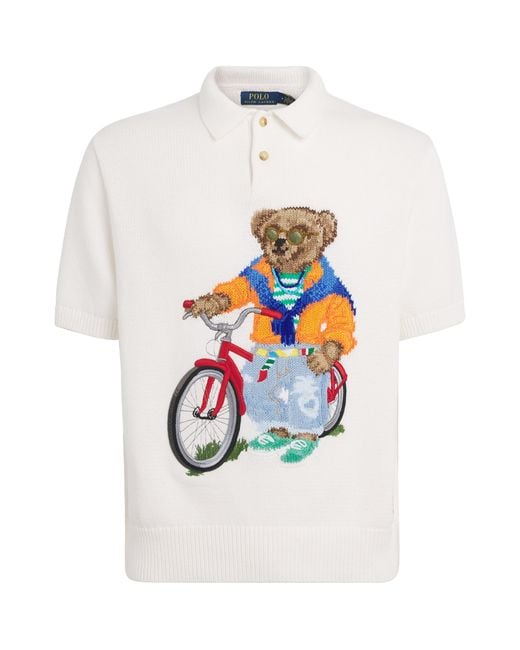 Polo Ralph Lauren White Cotton Bear Polo Shirt for men