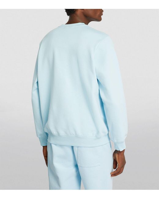 Casablancabrand Blue Cotton Crew-neck Sweater for men