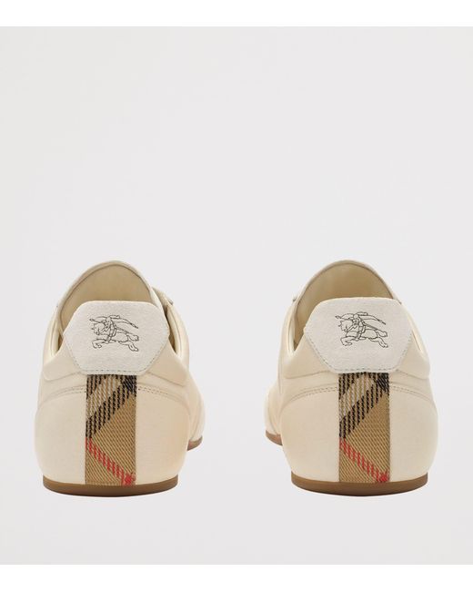Burberry White Leather Runner Low-Top Sneakers for men