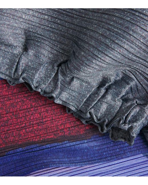 Pleats Please Issey Miyake Blue Grainy Colors Midi Skirt