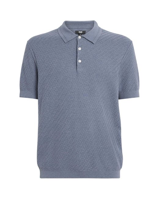PAIGE Blue Cotton-Wool-Silk-Cashmere Kiko Polo Shirt for men