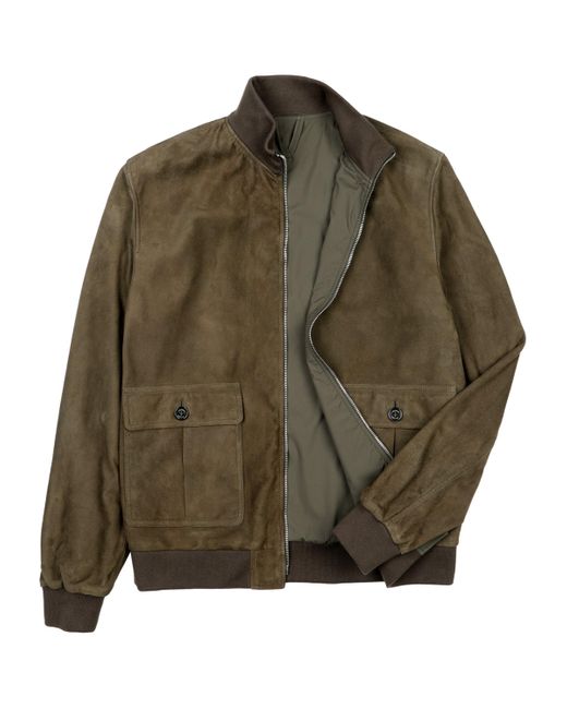 Valstar Green Suede Reversible Ino Bomber Jacket for men