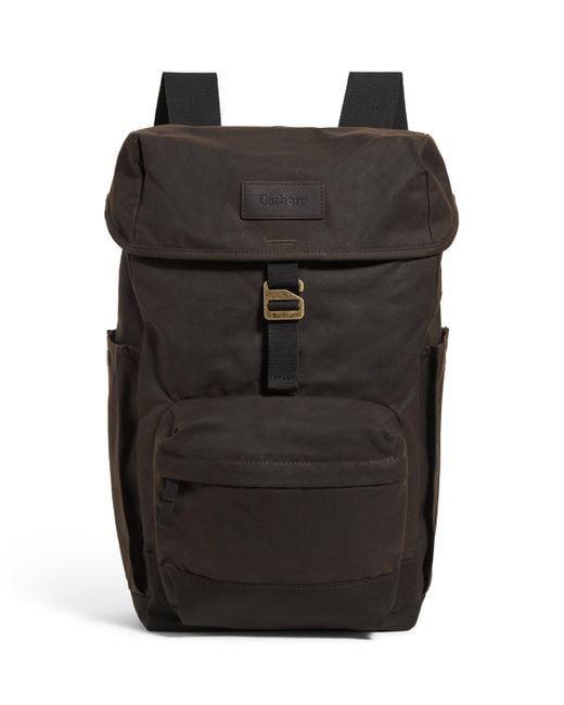 Barbour Black Waxed-Cotton Backpack for men