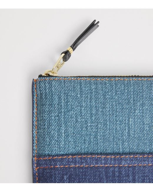 COMME DES GARÇONS PLAY Blue Lambskin Denim-Patch Wallet for men