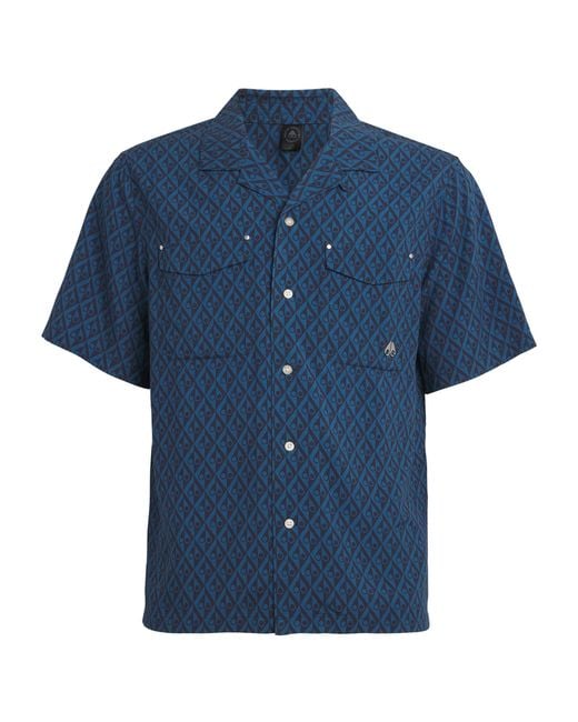Moose Knuckles Blue Monogram Button-Up Shirt for men