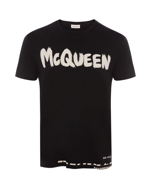Alexander McQueen Black Graffiti Logo T-shirt for men
