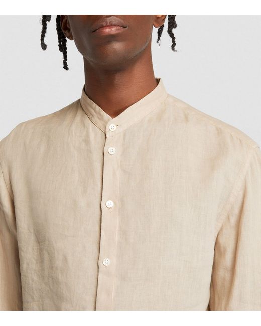 Emporio Armani Natural Linen Band-collar Shirt for men