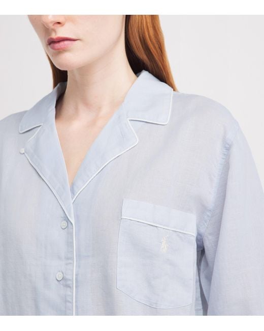 Polo Ralph Lauren Blue Linen-Cotton Pyjama Set