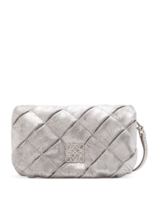 Loewe Gray Mini Goya Pleated Puffer Shoulder Bag