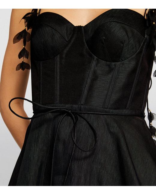 Zimmermann Black Linen-silk Corset Midi Dress