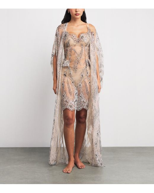 Rosamosario Natural Embroidered Mini Nightdress