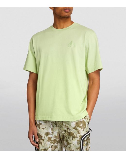 Moose Knuckles Green Cotton Logo Patch T-shirt for men