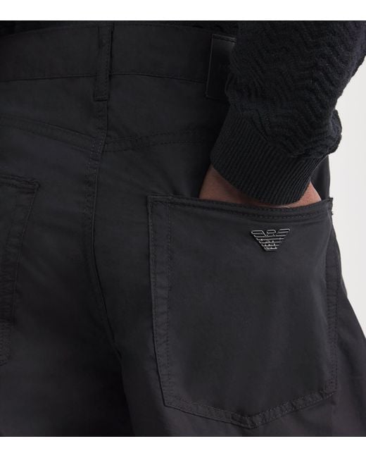 Emporio Armani Black Cotton Cargo Trousers for men