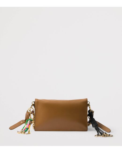 Prada Brown Small Leather Soft Sound Shoulder Bag