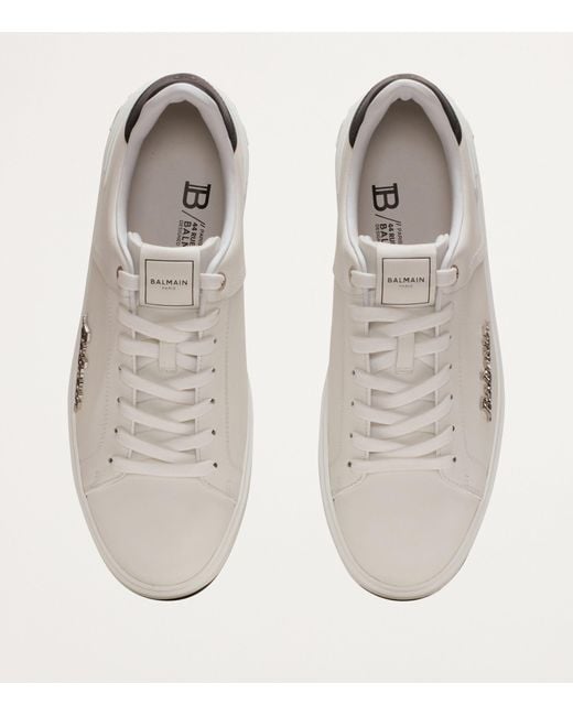 Balmain White Leather Logo B-court Sneakers for men