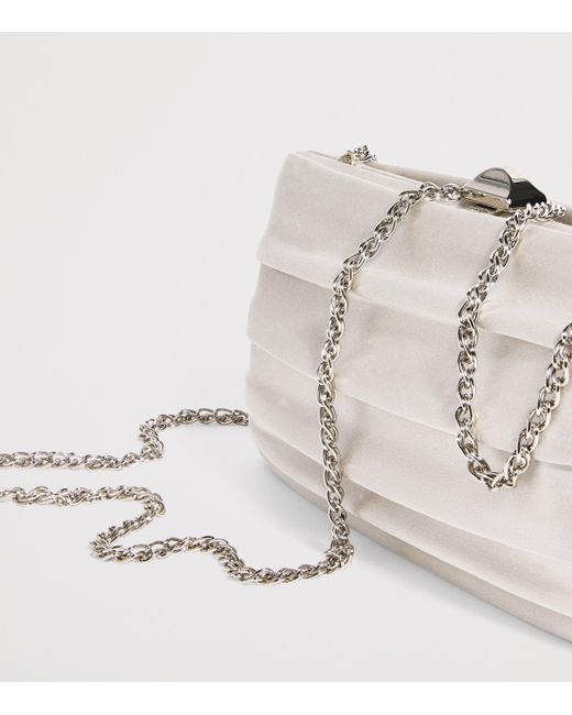 Rodo White Satin Plissé Clutch Bag