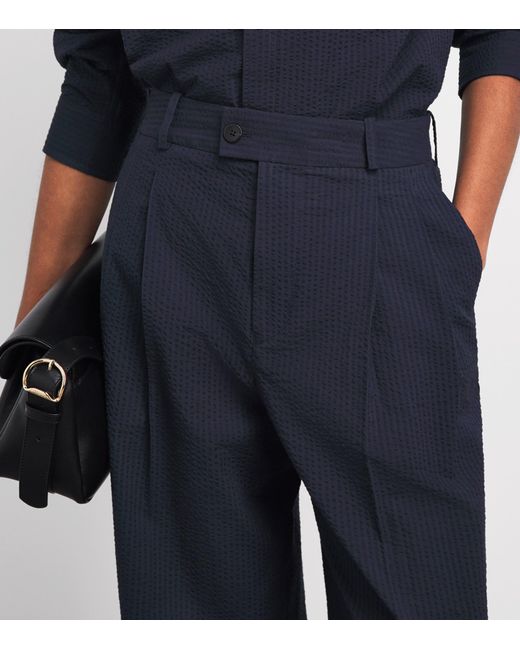 With Nothing Underneath Blue Seersucker Rampling Trousers