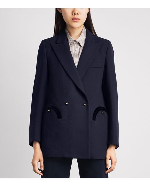 Blazé Milano Blue Virgin Wool Double-Breasted Everyday Blazer