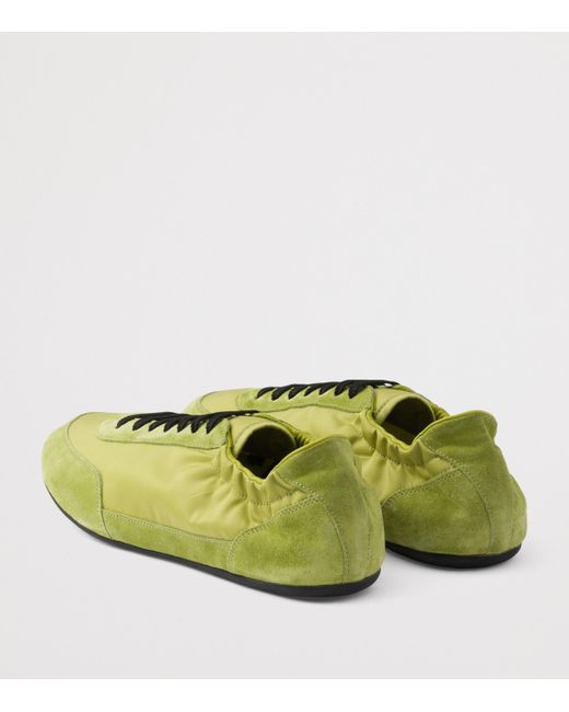 Prada Green Re-Nylon And Suede Collapse Sneakers for men