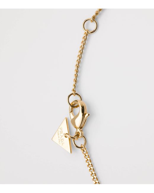 Prada Metallic Triangle Logo Pendant Necklace