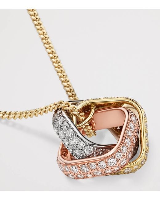 Cartier Metallic Mixed And Diamond Trinity Box Necklace