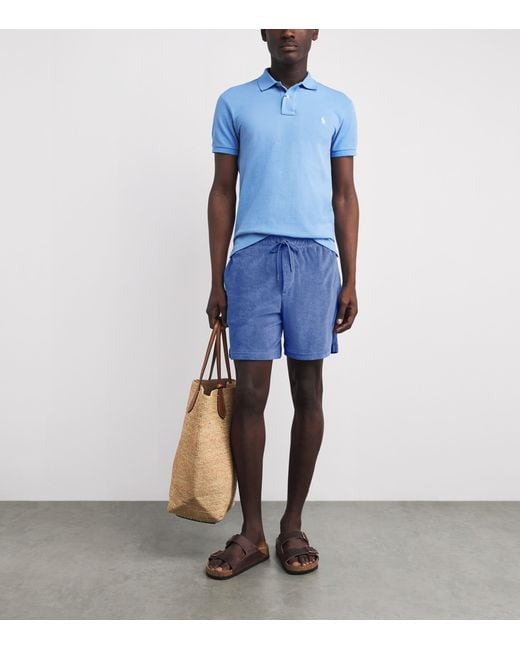 Polo Ralph Lauren Blue Cotton Terry Polo Pony Shorts for men