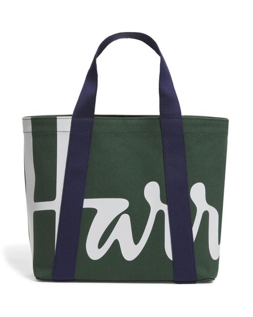 Harrods Green Mini Cotton Logo Tote Bag